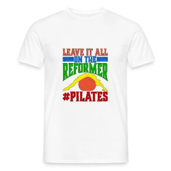 Leave It All On The Reformer #Pilates 14 - Men's T-Shirt - white - Front - AI Model Male 178 dark (178cm)
