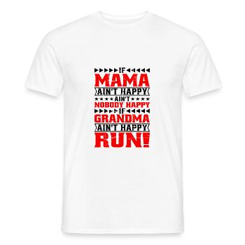 Si maman n’est pas heureuse, personne n’est heureux - T-shirt homme - blanc - Devant - AI Model Male 178 dark (178cm)