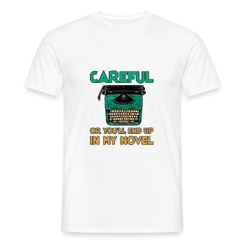 Attention Ou Tu vas Finir Dans Mon Roman 4 - T-shirt homme - blanc - Devant - AI Model Male 178 dark (178cm)