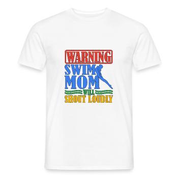 Warning Swim Mom Will Shout Loudly 6 - Men's T-Shirt - white - Front - AI Model Male 178 dark (178cm)