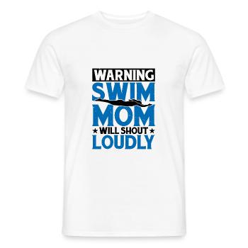 Warning Swim Mom Will Shout Loudly 5 - Men's T-Shirt - white - Front - AI Model Male 178 dark (178cm)