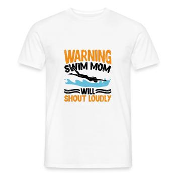 Warning Swim Mom Will Shout Loudly 7 - Men's T-Shirt - white - Front - AI Model Male 178 dark (178cm)
