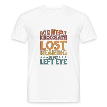 Sans chocolat, perte de l’ouïe dans mon œil gauche 6 - T-shirt homme - blanc - Devant - AI Model Male 178 dark (178cm)