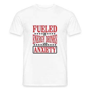 Alimenté par les boissons énergisantes et l’anxiété 6 - T-shirt homme - blanc - Devant - AI Model Male 178 dark (178cm)