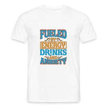 Alimenté par les boissons énergisantes et l’anxiété 5 - T-shirt homme - blanc - Devant - AI Model Male 178 dark (178cm)