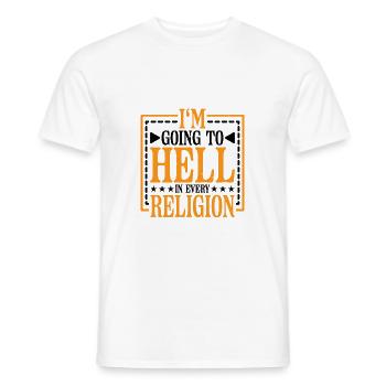 Je vais en enfer dans toutes les religions 6 - T-shirt homme - blanc - Devant - AI Model Male 178 dark (178cm)