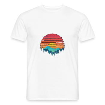 Sunset Forest Mountain Outdoor Retro 80s Vintage 2 - Männer T-Shirt - Weiß - Vorne - AI Model Male 178 dark (178cm)
