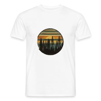 Coucher de soleil Forêt Nature Extérieur Rétro Ambiance des années 80 3 - T-shirt homme - blanc - Devant - AI Model Male 178 dark (178cm)