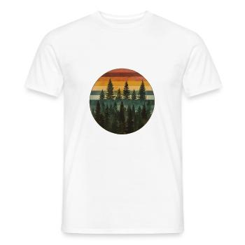 Coucher de soleil Forêt Nature Extérieur Rétro Ambiance des années 80 6 - T-shirt homme - blanc - Devant - AI Model Male 178 dark (178cm)