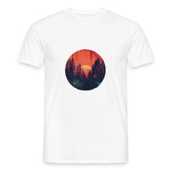 Sunset Forest Silhouette Extérieur Rétro Ambiance Années 80 - T-shirt homme - blanc - Devant - AI Model Male 178 dark (178cm)