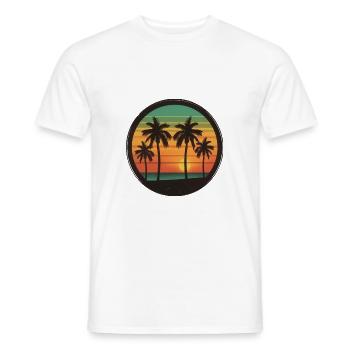 Sunset Palms Silhouette Rétro 80's Vintage Extérieur - T-shirt homme - blanc - Devant - AI Model Male 178 dark (178cm)