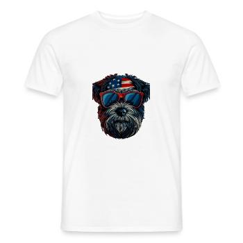 Havanese with American Sunglasses - Men's T-Shirt - white - Front - AI Model Male 178 dark (178cm)