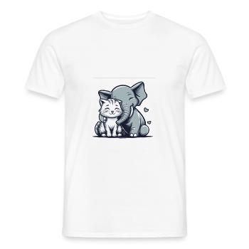 Cuddling Cat And Elephant In Love - Männer T-Shirt - Weiß - Vorne - AI Model Male 178 dark (178cm)