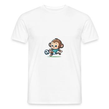 Mignon joueur de football singe - T-shirt homme - blanc - Devant - AI Model Male 178 dark (178cm)