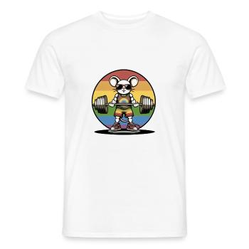Cool Rainbow Mouse Lifting In The Gym - Men's T-Shirt - white - Front - AI Model Male 178 dark (178cm)
