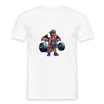 Rainbow Dragon Deadlifting - Men's T-Shirt - white - Front - AI Model Male 178 dark (178cm)