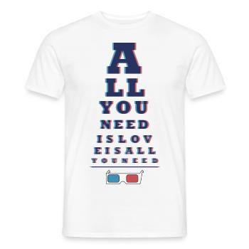 ALL YOU NEED IS LOVE 3D - T-shirt homme - blanc - Devant - AI Model Male 178 dark (178cm)