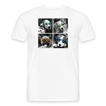 PD Moreno Chiens à lunettes - T-shirt homme - blanc - Devant - AI Model Male 178 dark (178cm)
