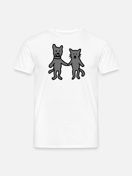 Dog - cat - friends - Men's T-Shirt - white