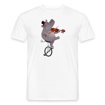 Hippopotame avec monocycle - T-shirt homme - blanc - Devant - AI Model Male 178 dark (178cm)