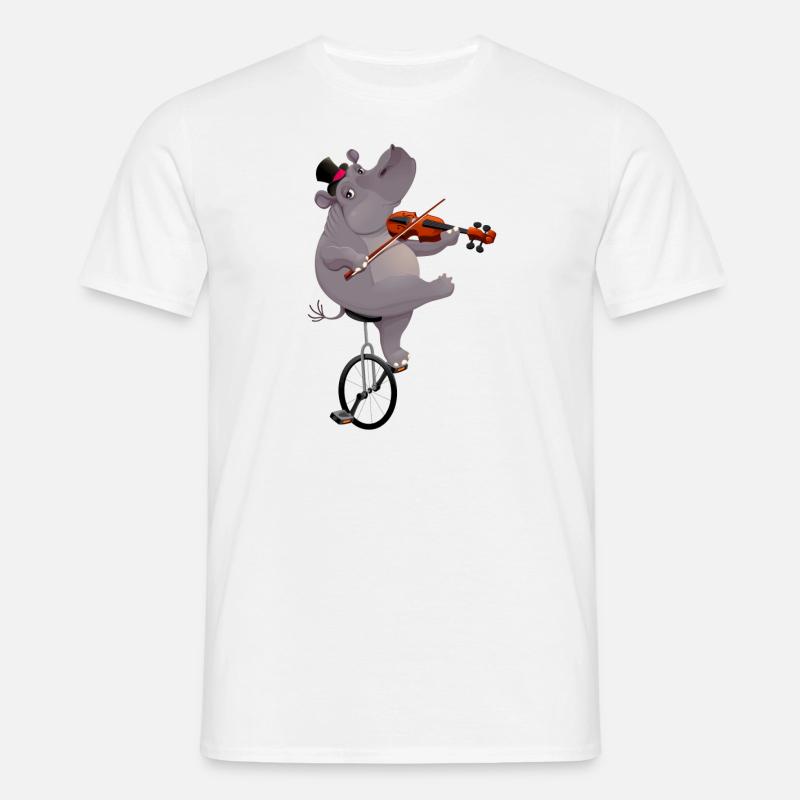 Nilpferd mit Einrad - Männer T-Shirt - Weiß