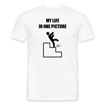 My Life, gift pechvogel pechvogel pessimist misfortune - Men's T-Shirt - white - Front - AI Model Male 178 dark (178cm)