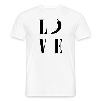 Chili Love, hot spicy chili pepper - Men's T-Shirt - white - Front - AI Model Male 178 dark (178cm)
