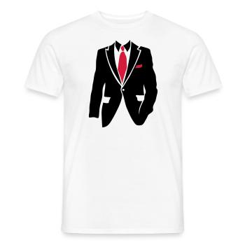 costume cravate business man 2105 - T-shirt homme - blanc - Devant - AI Model Male 178 dark (178cm)