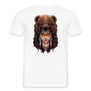 Indigenous warriors with bear heads on - Men's T-Shirt - white - Front - AI Model Male 178 dark (178cm)