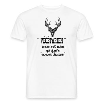 VÉGÉTARIEN - T-shirt homme - blanc - Devant - AI Model Male 178 dark (178cm)