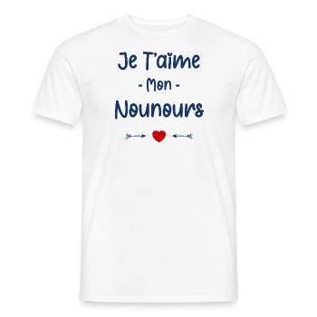 Je t'aime mon Nounours - T-shirt homme - blanc - Devant - AI Model Male 178 dark (178cm)