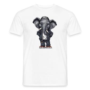HIP HOP ELEPHANT - Männer T-Shirt - Weiß - Vorne - AI Model Male 178 dark (178cm)