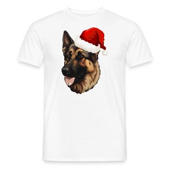 Deutscher Schäferhund mit Weihnachtsmannmütze - Männer T-Shirt - Weiß - Vorne - AI Model Male 178 dark (178cm)