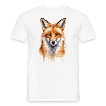 Foxy Charm: Ein Aquarell-Porträt - Männer T-Shirt - Weiß - Vorne - AI Model Male 178 dark (178cm)