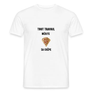 Tout travail mérite sa crêpe ! Cadeau humour - T-shirt homme - blanc - Devant - AI Model Male 178 dark (178cm)