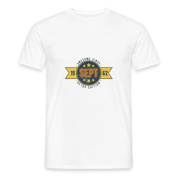 Anniversaire septembre 1962 Awesome since RETRO - T-shirt homme - blanc - Devant - AI Model Male 178 dark (178cm)