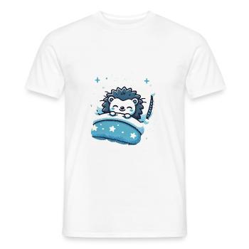 Hedgehog Sleeping In Bed At Night Time - Männer T-Shirt - Weiß - Vorne - AI Model Male 178 dark (178cm)