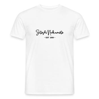 Satoshi Nakamoto Bitcoin Blockchain 2009 - Männer T-Shirt - Weiß - Vorne - AI Model Male 178 dark (178cm)
