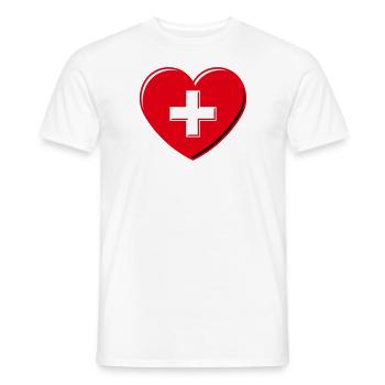 Herz Mit Schweizerkreuz (Schweiz / 3D / 3C) - Männer T-Shirt - Weiß - Vorne - AI Model Male 178 dark (178cm)