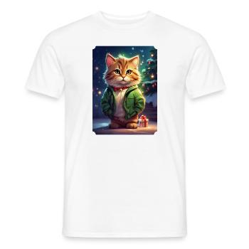 Modèle vierge de chat de Noël 1.9 - T-shirt homme - blanc - Devant - AI Model Male 178 dark (178cm)