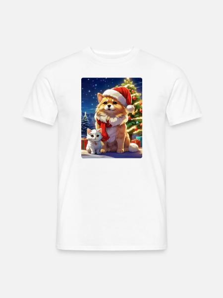 Weihnachten Hund und Katze Blankovorlage 1.7 - Männer T-Shirt - Weiß