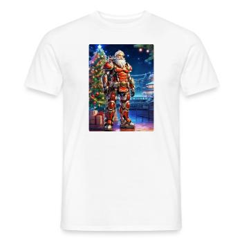 Père Noël cyberpunk de Noël 1.1 - T-shirt homme - blanc - Devant - AI Model Male 178 dark (178cm)