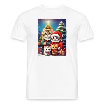 Christmas Cats Family 1.8 - Men's T-Shirt - white - Front - AI Model Male 178 dark (178cm)