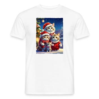 Christmas Cats Family 1.9 - Men's T-Shirt - white - Front - AI Model Male 178 dark (178cm)