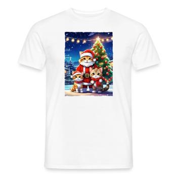 Christmas Cats Family 1.5 - Men's T-Shirt - white - Front - AI Model Male 178 dark (178cm)