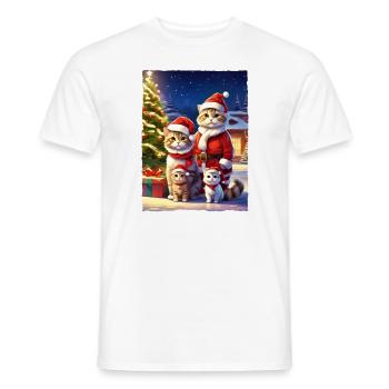 Christmas Cats Family 1.6 - Men's T-Shirt - white - Front - AI Model Male 178 dark (178cm)