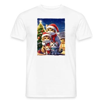 Christmas Cats Family 1.11 - Men's T-Shirt - white - Front - AI Model Male 178 dark (178cm)