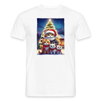 Christmas Cats Family 1.2 - Men's T-Shirt - white - Front - AI Model Male 178 dark (178cm)