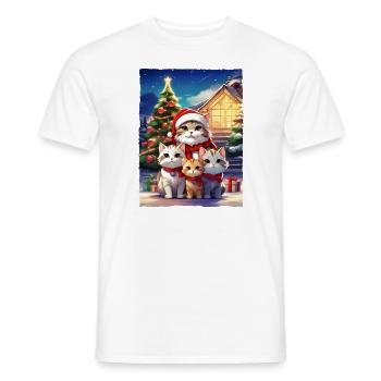 Christmas Cats Family 1.3 - Men's T-Shirt - white - Front - AI Model Male 178 dark (178cm)