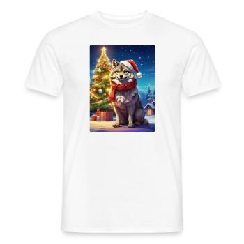 Loup de Noël 1.8 - T-shirt homme - blanc - Devant - AI Model Male 178 dark (178cm)